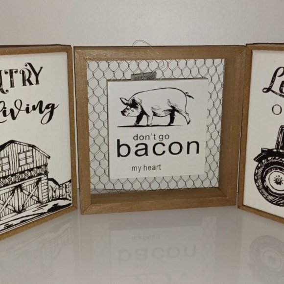 Farmhouse Country Theme Home Decor Set of (3) Plaques NWOT Rustic - Picture 2 of 8